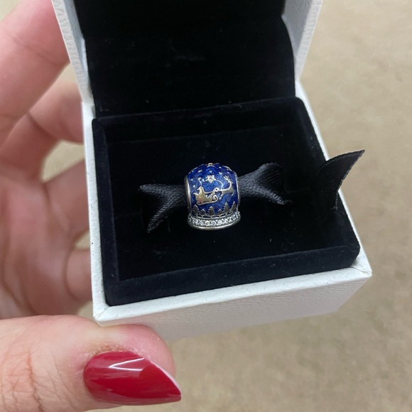 Pandora Royal Blue and Silver Christmas snow globe Charm - Picture 2 of 5